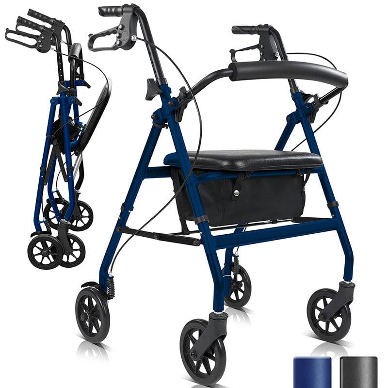Light Rollator with Seat — Lightweight 4-Wheel Walker for Adults