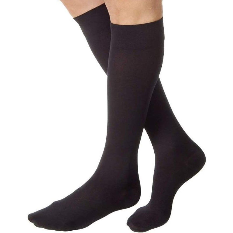 Curad Knee-High Compression Hosiery 15-20mmHg Size B Regular Black 1Pr