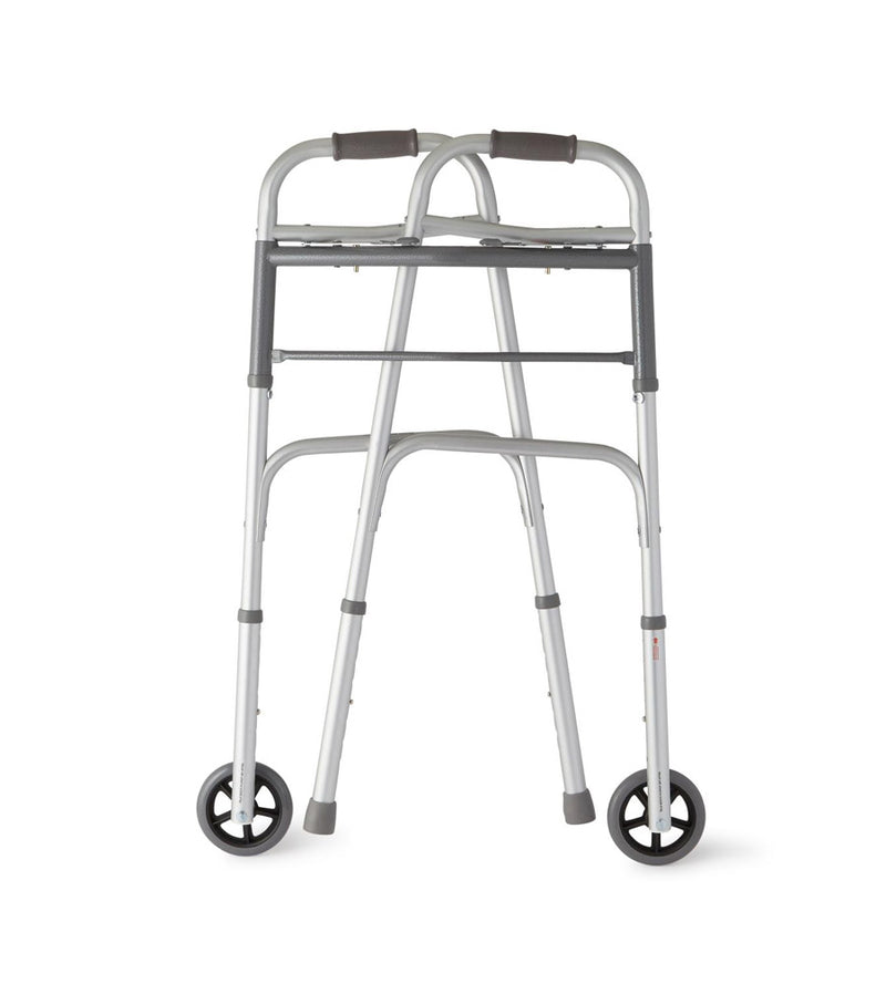 2-Button Folding Walker with 5" Wheels