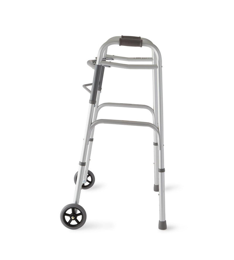 2-Button Folding Walker with 5" Wheels