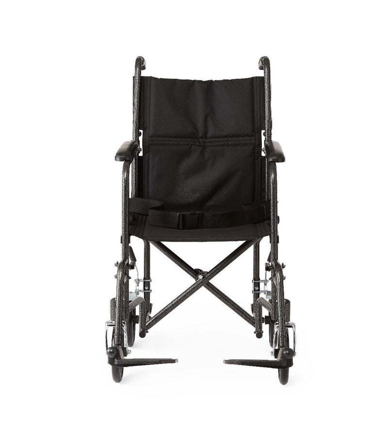 Medline Basic Steel Transport Chair, Hammertone, 19"