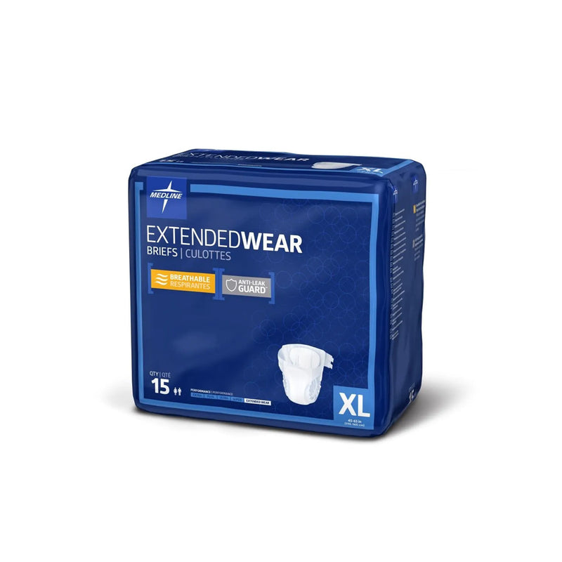 Medline Extended Wear Briefs with Tabs, Overnight Absorbency