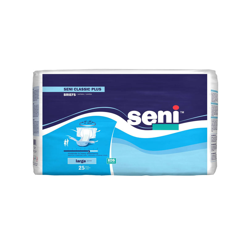 Seni Classic Plus Brief Adult Diapers with Tabs, Moderate Absorbency