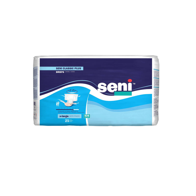 Seni Classic Plus Brief Adult Diapers with Tabs, Moderate Absorbency