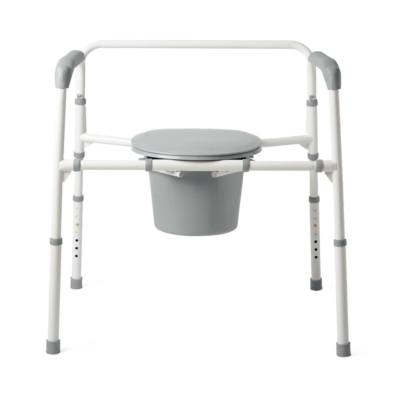 Medline Extra-Wide 24"" Steel Bariatric Commode with  650 lb. Capacity, Elongated